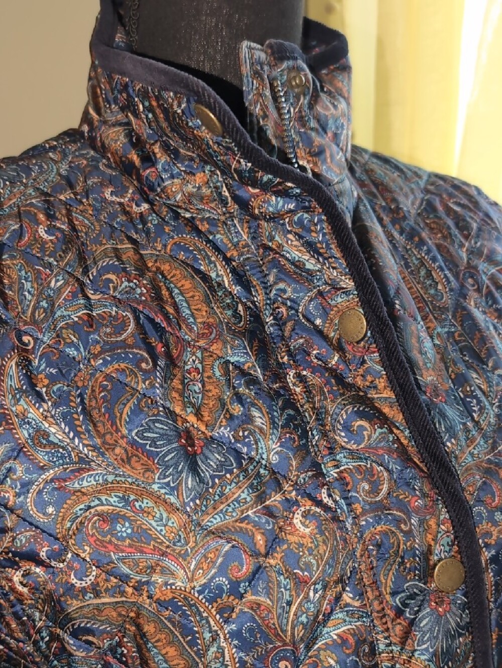 Talbots Paisley Quilted Jacket- Sz XS - Picture 6 of 14